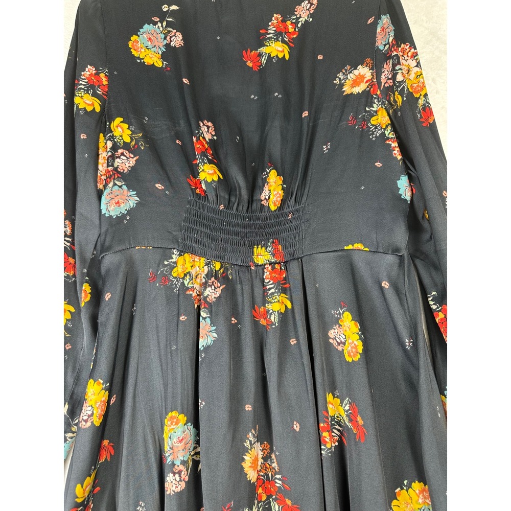Free People Floral Mini Dress S Black Boho Romantic Whimsigoth Witchy Festival - Picture 8 of 11